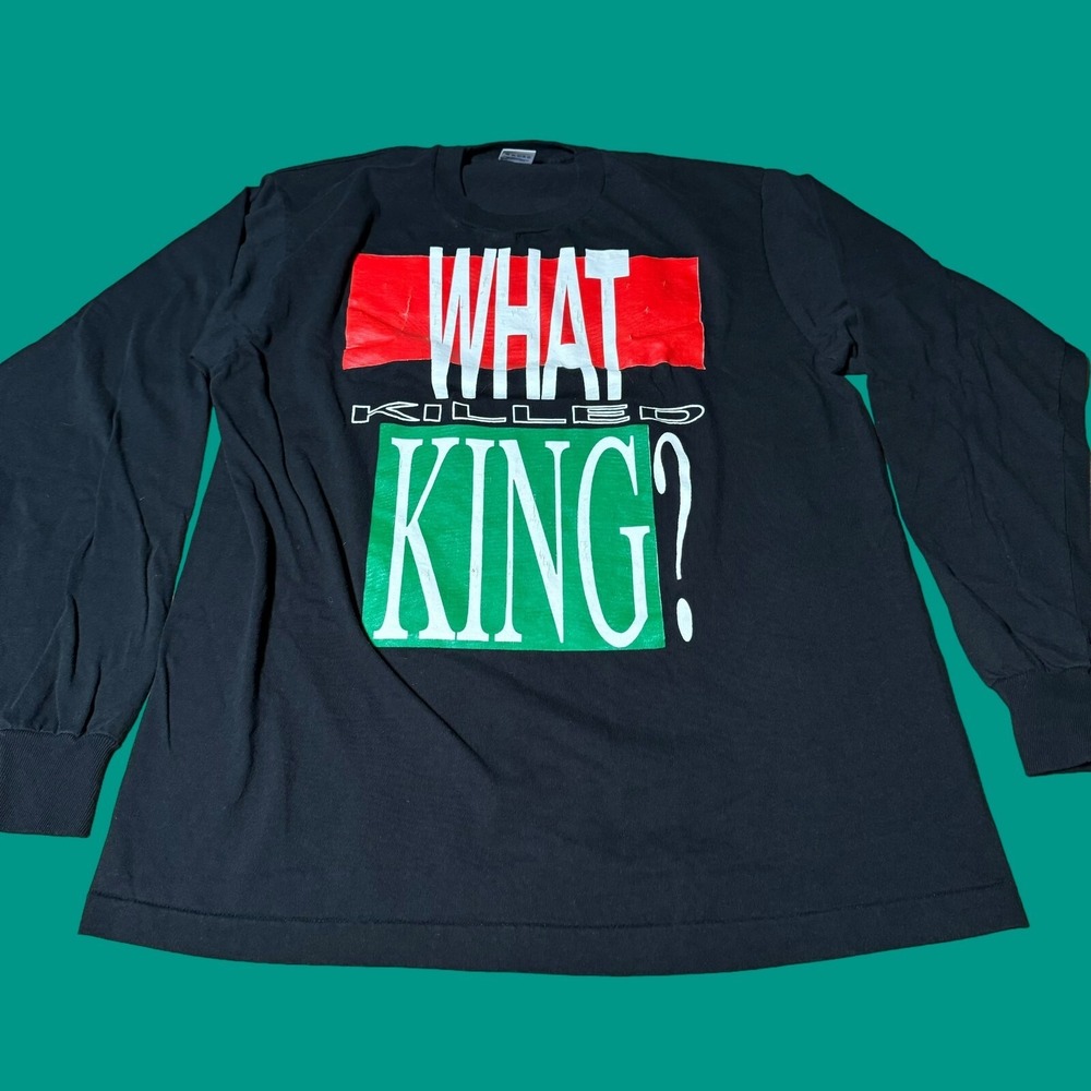 1992 Martin Luther King Long Sleeve Tee XL "What Killed King?" Vintage